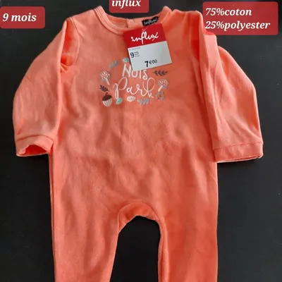 Grenouillère orange fille 9 mois 